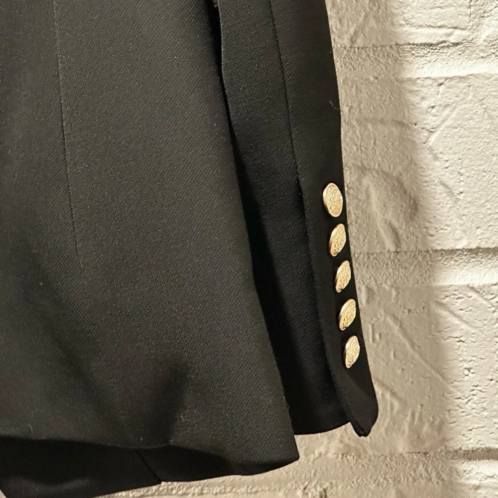 New Balmain Classic Double-Breasted Black Wool Blazer Size 36 - Picture 6 of 12